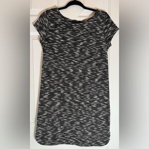 ANN TAYLOR LOFT Black/White Textured Short Sleeve Mini Shift Dress Size Small